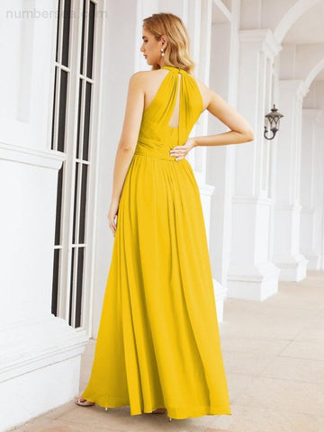 Baoleely Halter Sleeveless Bridesmaid Dresses Long for Party Wedding Evening 28054