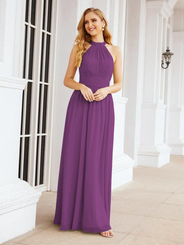 Baoleely Halter Sleeveless Bridesmaid Dresses Long for Party Wedding Evening 28054
