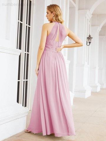 Baoleely Halter Sleeveless Bridesmaid Dresses Long for Party Wedding Evening 28054