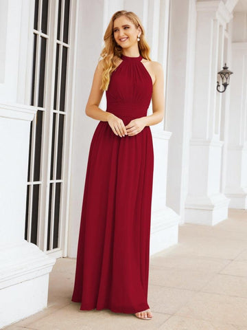 Baoleely Halter Sleeveless Bridesmaid Dresses Long for Party Wedding Evening 28054
