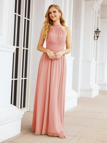 Baoleely Halter Sleeveless Bridesmaid Dresses Long for Party Wedding Evening 28054
