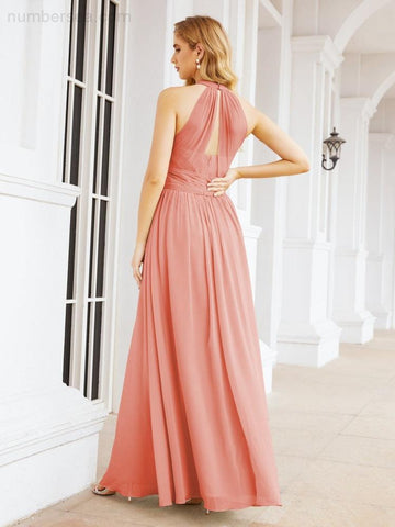 Baoleely Halter Sleeveless Bridesmaid Dresses Long for Party Wedding Evening 28054
