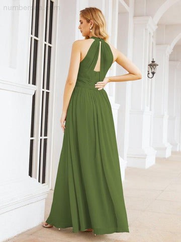 Baoleely Halter Sleeveless Bridesmaid Dresses Long for Party Wedding Evening 28054