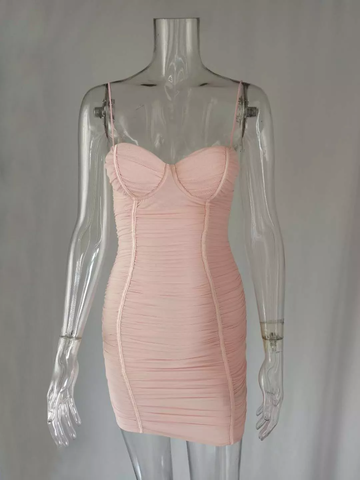 Robe d'été pour femme, sexy, bretelles fines, robe de soirée rose, robe décontractée, mini robe de bal de promo Y950