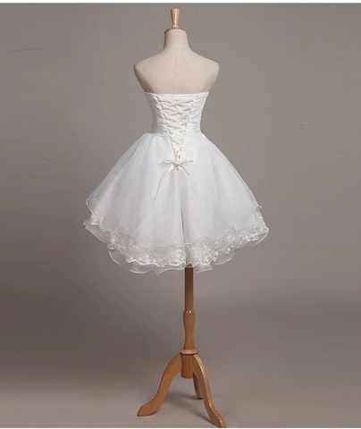 Precioso vestido corto de graduación de encaje blanco y organza, vestido de fiesta de bienvenida, vestidos cortos formales para adolescentes Y2088