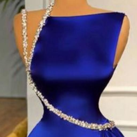 Elegantes y modestos vestidos de noche azul real Y4193