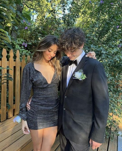 Vestido negro sexy para baile de bienvenida con mangas largas, vestido de fiesta negro Y2144