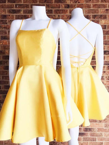 A-line Homecoming Dress With Pockets, Simple Graduation Dress