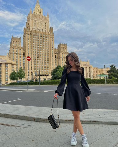 Vestido negro vintage de corte A para baile de bienvenida, vestido negro de fiesta Y2351