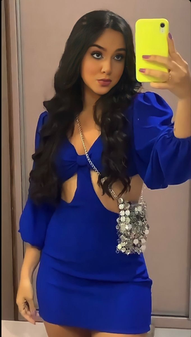 Vestido de fiesta azul real con cintura recortada para mujer Y2452