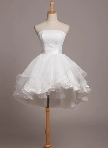 Precioso vestido corto de graduación de encaje blanco y organza, vestido de fiesta de bienvenida, vestidos cortos formales para adolescentes Y2088