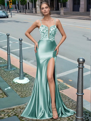 Sparkly Deep V-neck Prom Dress long with Slit