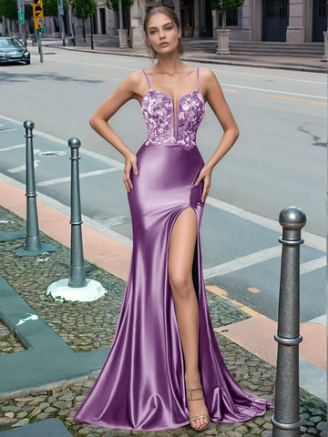 Sparkly Deep V-neck Prom Dress long with Slit