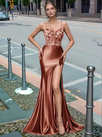 Sparkly Deep V-neck Prom Dress long with Slit