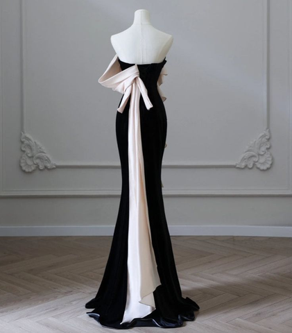 Robe de soirée élégante en satin avec traîne sirène, modèle Y6414