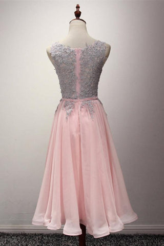 A-Line Appliques Ribbons Scoop Knee-Length Homecoming Dress PG145