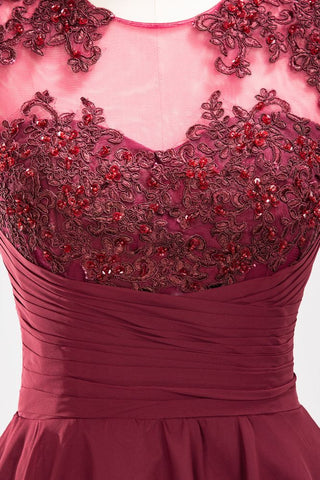 A-line Chiffon Appliques Jewel Sleeveless Knee-Length Bridesmaid Dresses with Ruffles