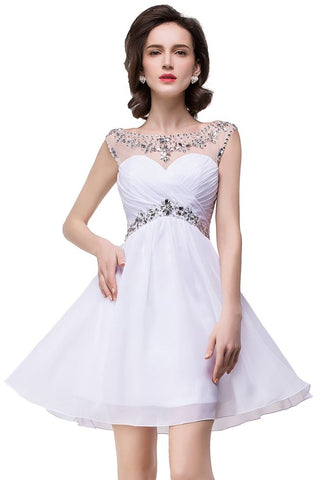 A-line Crystal Jewel Chiffon Party Dress