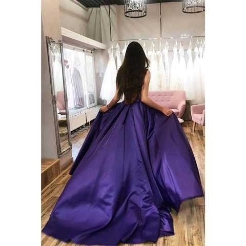 A-line Double Straps Split Long Prom Dress with Pockets