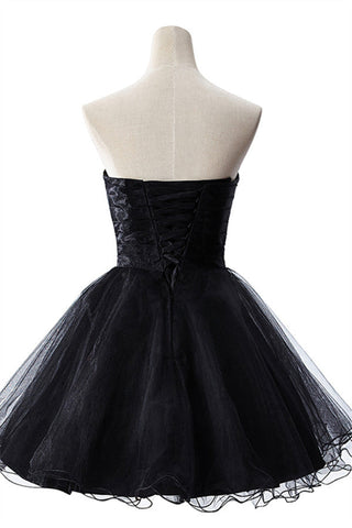 A-line Embroidery Strapless Tulle Prom Dress