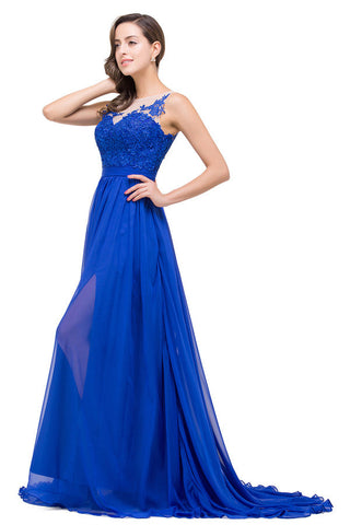 A-line Floor-length Crew Chiffon Bridesmaid Dresses