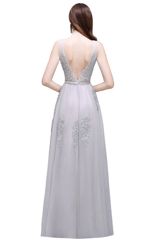 A-line Floor-length Tulle Bridesmaid Dress with Appliques