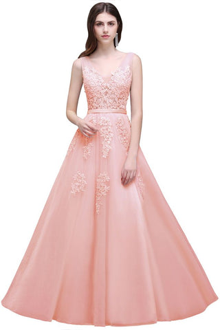 A-line Floor-length Tulle Bridesmaid Dress with Appliques