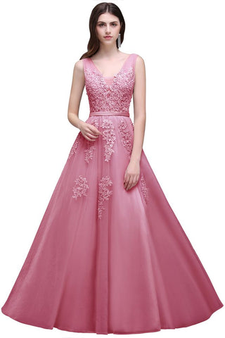 A-line Floor-length Tulle Bridesmaid Dress with Appliques