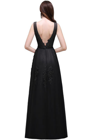 A-line Floor-length Tulle Bridesmaid Dress with Appliques