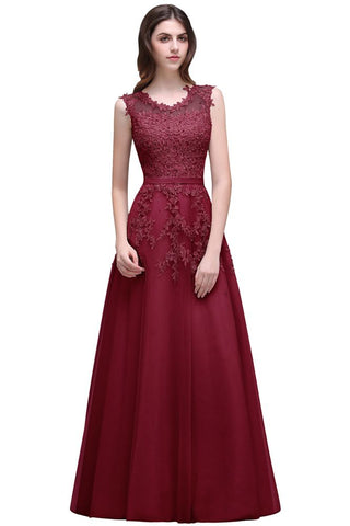 A-line Floor-length Tulle Prom Dress with Appliques