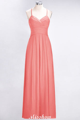 A-Line Halter V-Neck Sleeveless Bridesmaid Dress Ruffles Evening Swing Dress