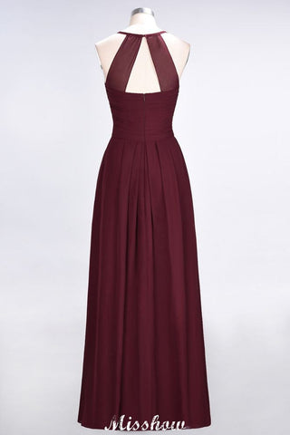 A-Line Halter V-Neck Sleeveless Bridesmaid Dress Ruffles Evening Swing Dress
