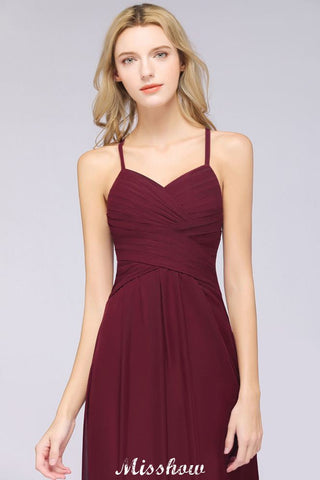 A-Line Halter V-Neck Sleeveless Bridesmaid Dress Ruffles Evening Swing Dress