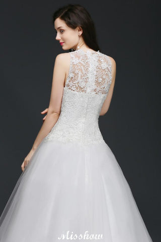 A-line High Neck Delicate Wedding Dress