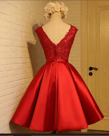 A-line Homecoming Dress Chic Red Short Prom Dress Party Dress PD388