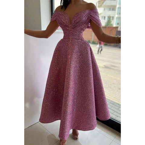 A Line Illusion Neckline Cap Sleeves Tea Length Formal Evening Dress