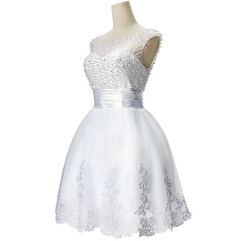 A-line Jewel Tulle Party Beading Dress