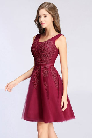 A-line Knee-length Tulle Prom Dress with Appliques