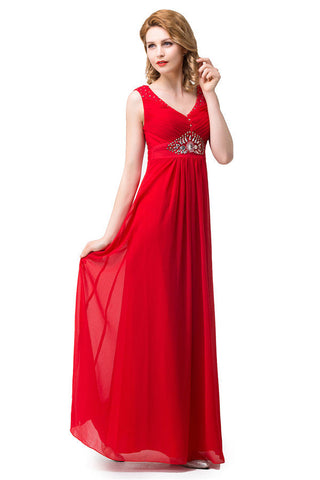A-line Knee-length V-neck Red Bridesmaid Dresses