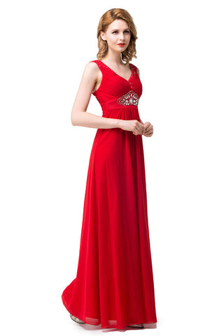 A-line Knee-length V-neck Red Bridesmaid Dresses