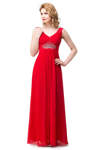 A-line Knee-length V-neck Red Bridesmaid Dresses