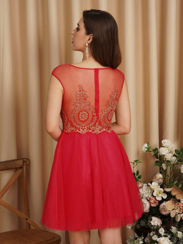 A-Line Lace Appliques Sweetheart Short Evening Dresses
