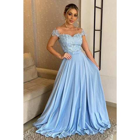 A-line Off Shoulder Lace Plus Size Mother of The Birde Dress