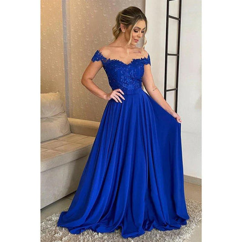 A-line Off Shoulder Lace Plus Size Mother of The Birde Dress