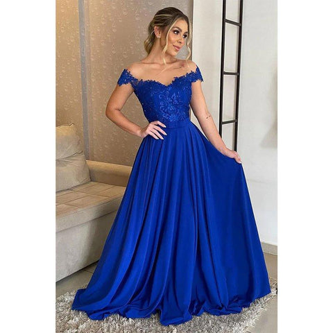 A-line Off Shoulder Lace Plus Size Mother of The Birde Dress