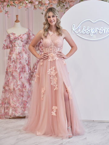 A Line One Shoulder Black Long Prom Dress with Appliques