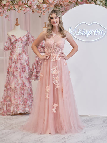 A Line One Shoulder Black Long Prom Dress with Appliques