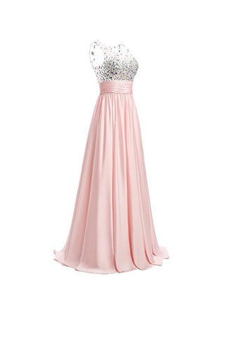 A-line Prom Dresses Floor Length Chiffon Evening Gowns PG255