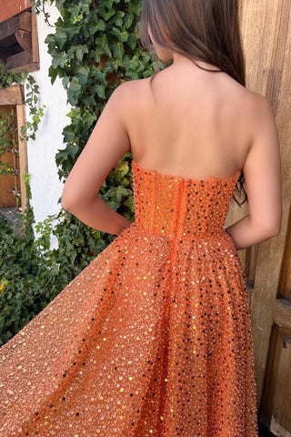 Robe de bal trapèze, robe scintillante et brillante, robe de cocktail longue sans manches en dentelle à sequins, décolleté cœur