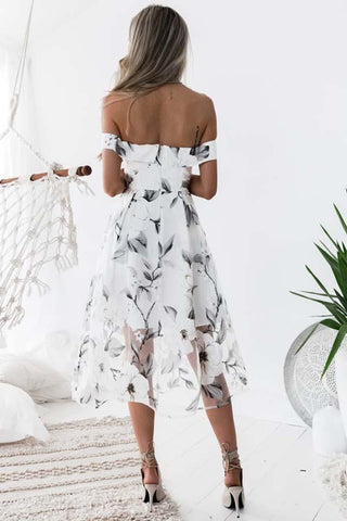 A-line  Sleeveless Off The Shoulder Unique Tulle Homecoming Dresses